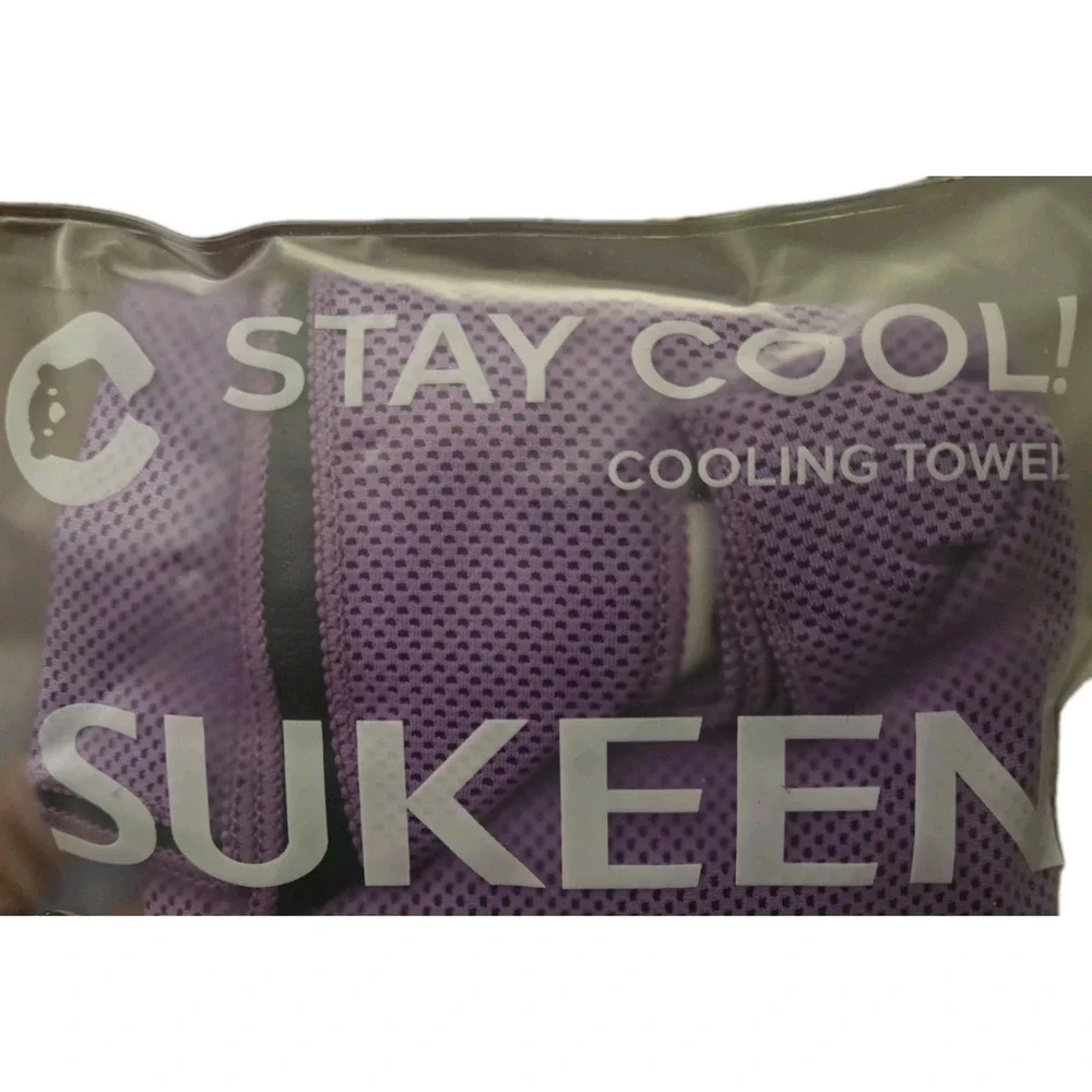 Sukeen CoolinTowel Purple 40x12 Cold SportTowel Gym Workout Heat Relief w/ Pouch
